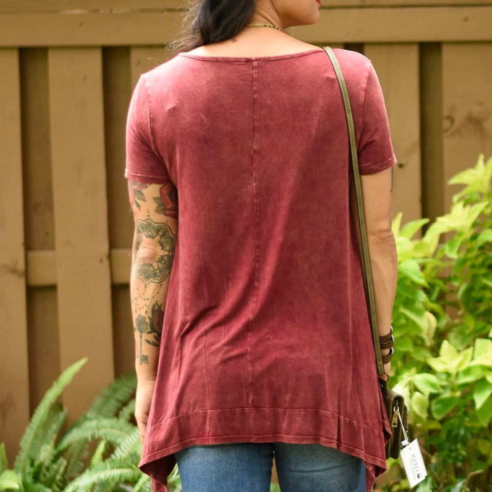 Burgundy Mineral Wash Top - Picture 2 of 3